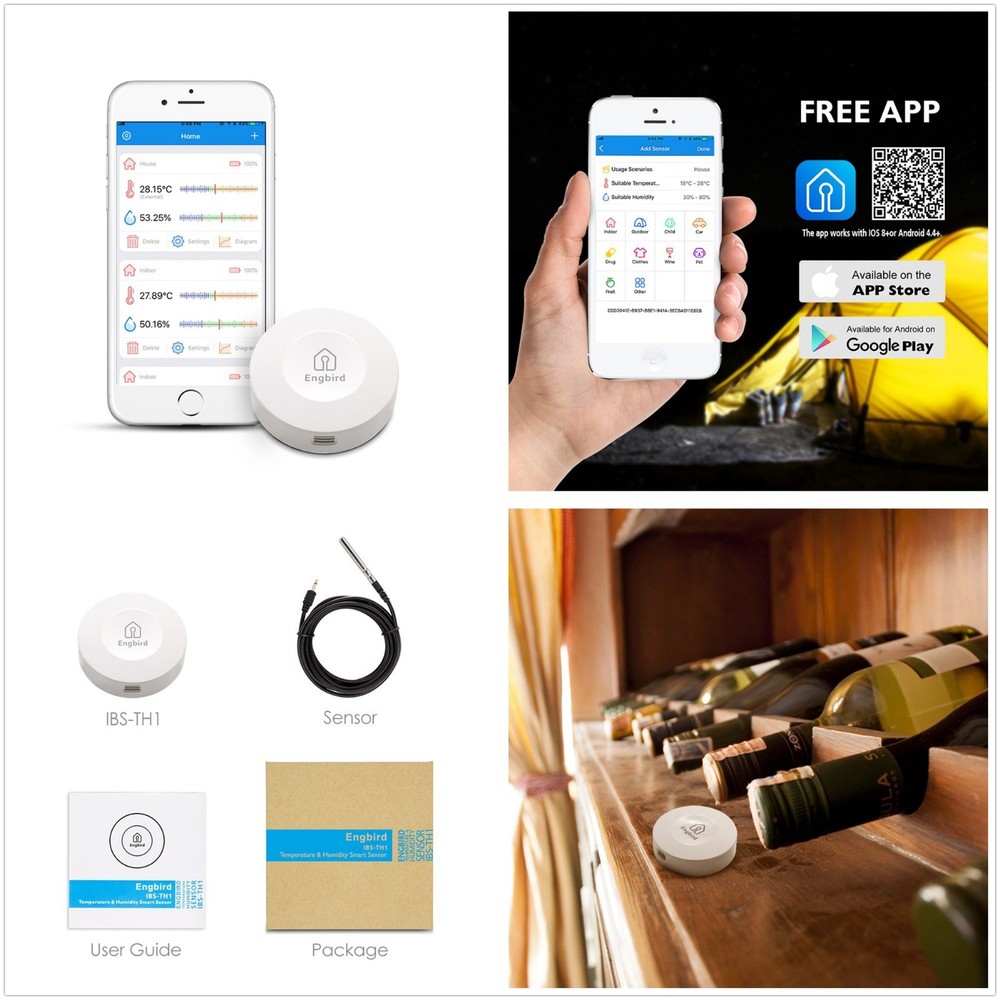 Inkbird Humidity Temperature Data Logger Record Bluetooth Inner External Sensors