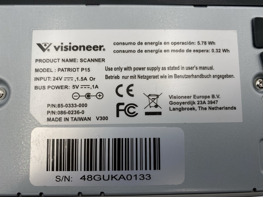 Visioneer Patriot P15 Sheetfed Scanner Duplex Compact