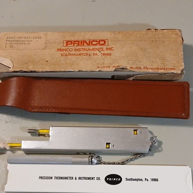 Princo D-430 Pocket Sling Psychrometer Analog 30-120°F with Case
