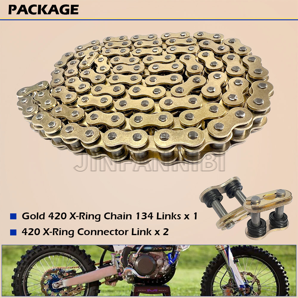Gold 420 X-Ring Chain 134 Links With Connecting Master Link for Motorcycle