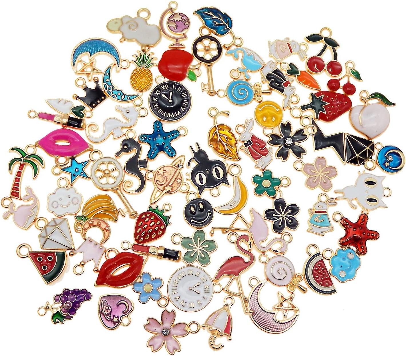 30pcs Mixed Enamel Charms Pendants for Jewelry Making Bulk lot Necklace Earrings