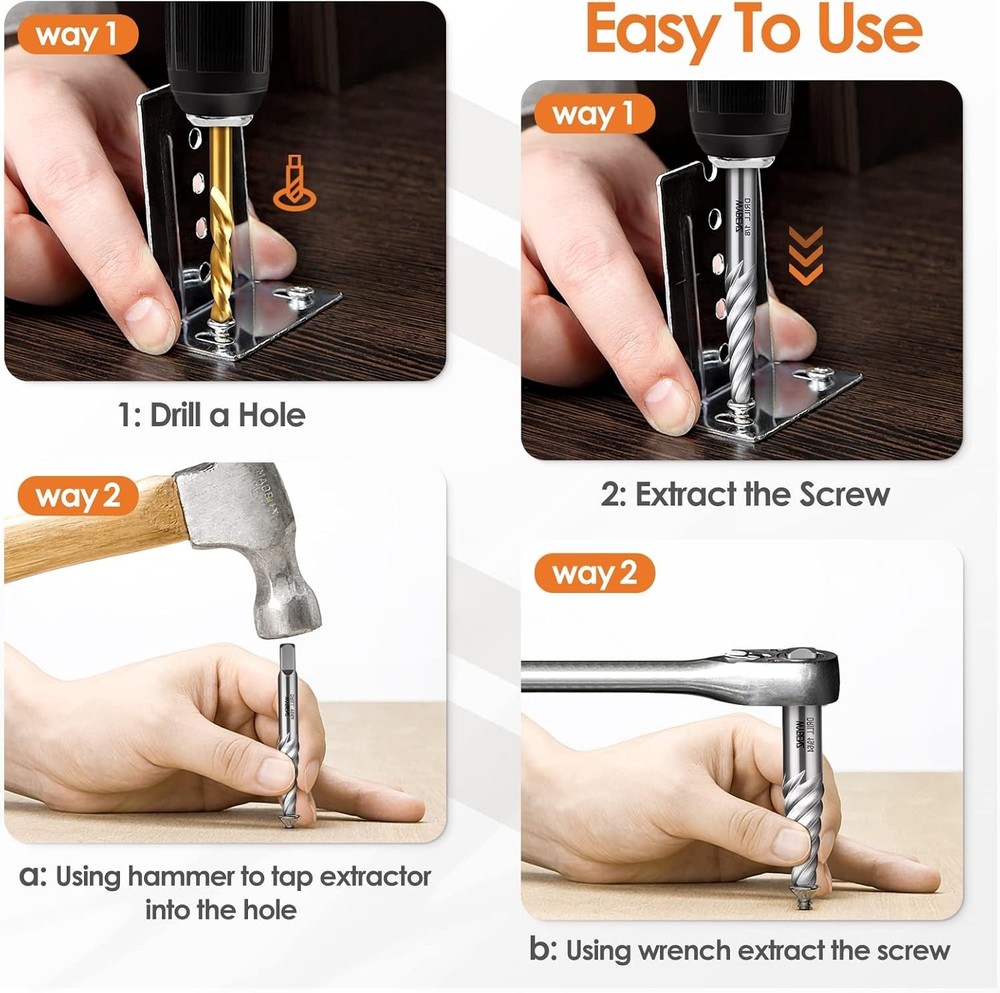 5-Piece Bolt Extractor Set - Efficiently Remove Stripped Screws & Broken Bolts