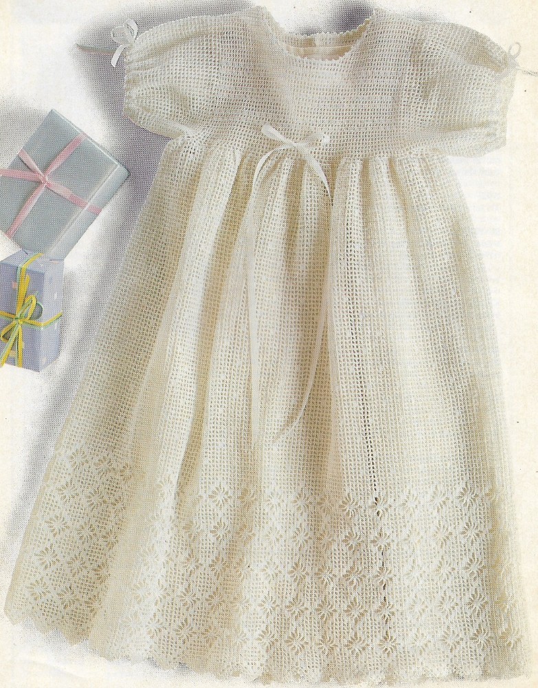 Baby's Christening Dress crochet pattern instructions