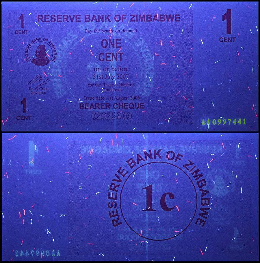 Zimbabwe 1 Cent Bearer Cheque, 2006, P-33, UNC X 100 PCS Bundle Pack