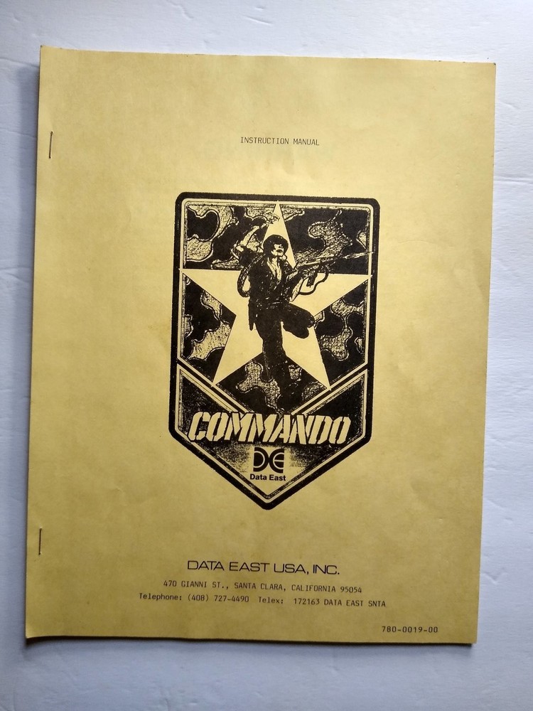 Data East Commando Arcade Game Instruction Manual Schematics 780-0019-00