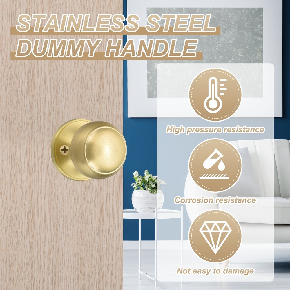 4Pack One Side Dummy Door Knobs Round Door Handles Flat Ball Knob Matte Black