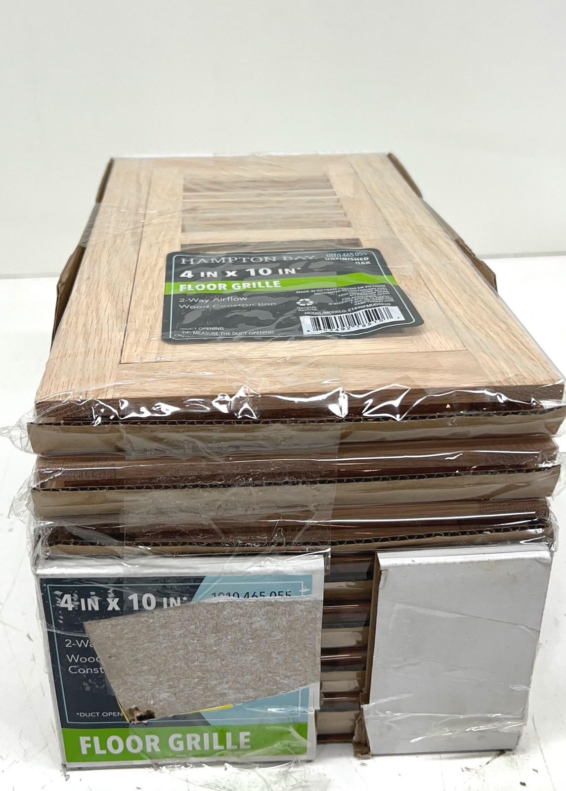 LOT OF 7 Hampton Bay 4 in. x 10 in. Oak Wood Flush Mount Grilles Unfinished Oak