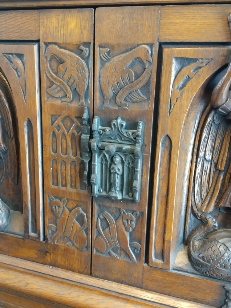 Antique Belgian Gothic Revival Sideboard Oak