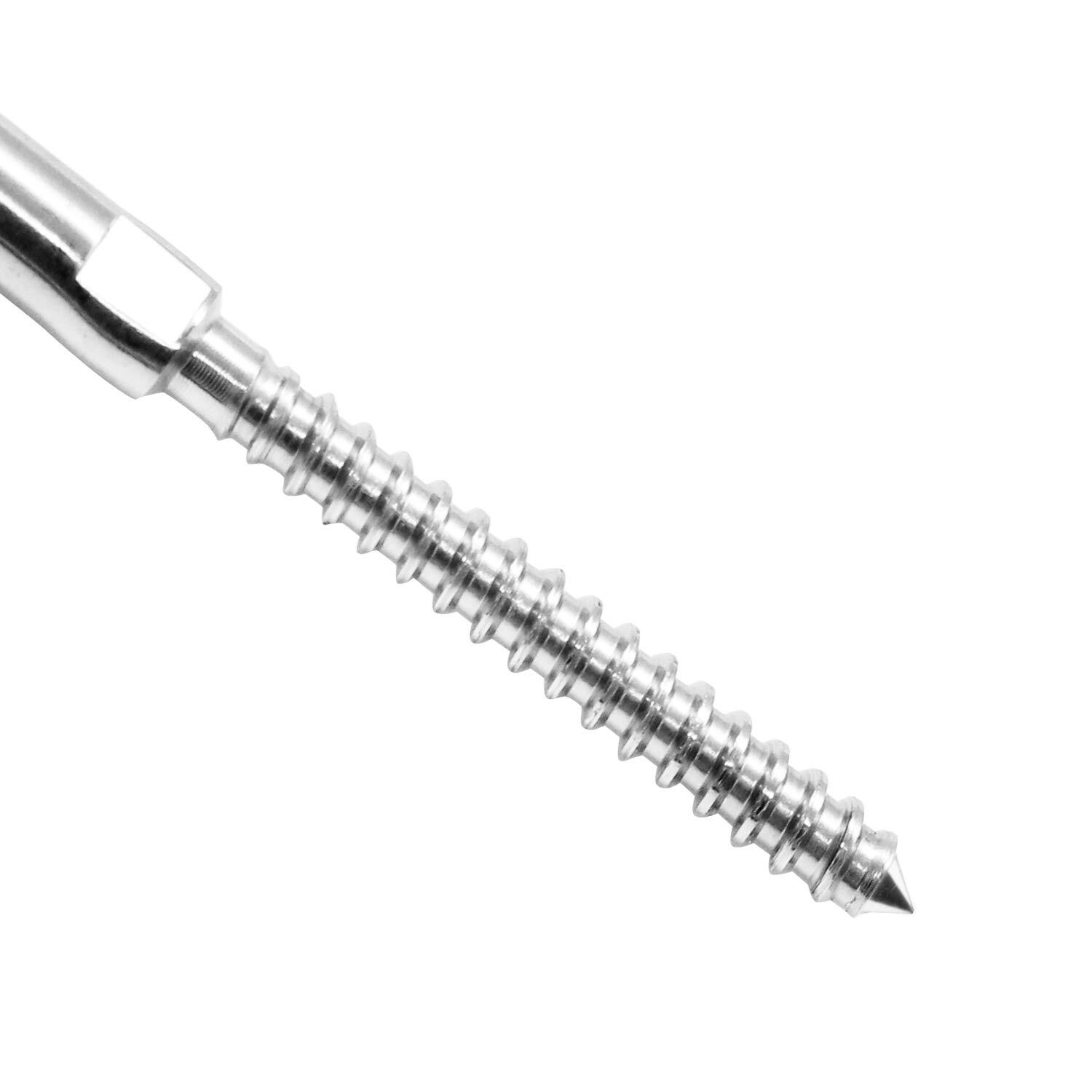 T316 Stainless Steel Lag Stud Hand Swage Left-Right Cable Railing for 3/16"Cable