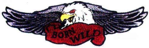 BORN WILD EAGLE WITH WINGS MOTORCYCLE PATCH - PT121