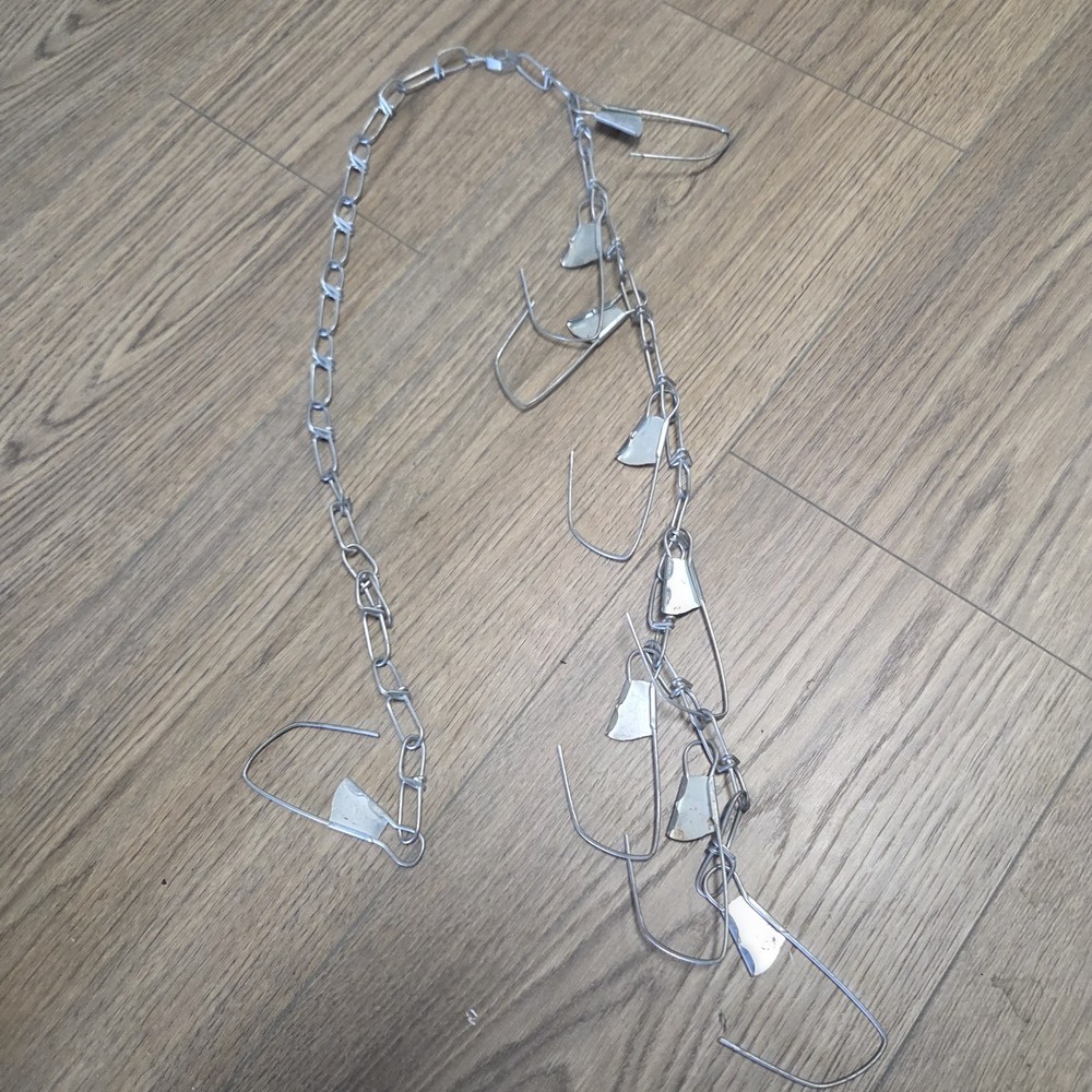 Metal Chain Link Fish Stringer, 8 Snap Loops Clips, Vintage Fish Stringer