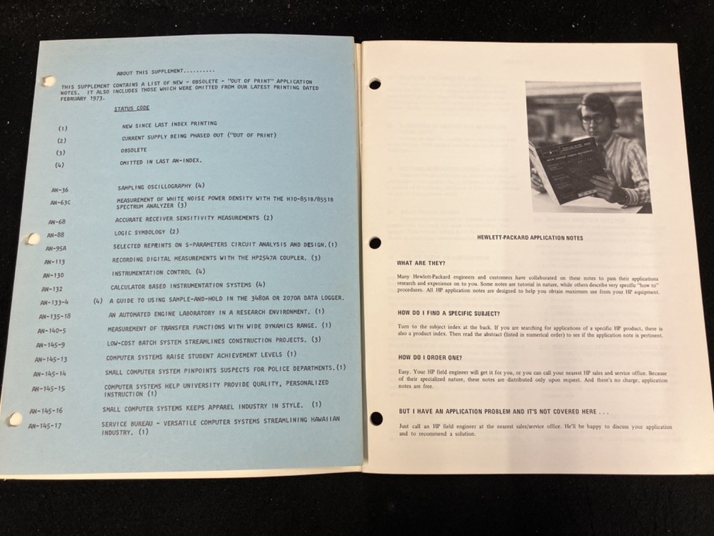 HEWLETT PACKARD APPLICATION NOTE INDEX, FEBRUARY 1973