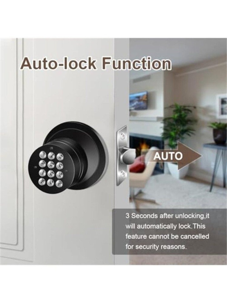 Door Knob with Keypad, Keyless Entry Door Lock, Black Electronic Code Locks