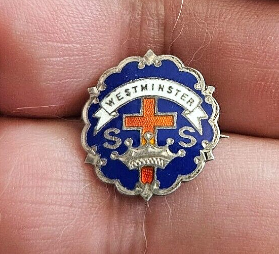 WESTMINSTER SS Religous Metal Pinback