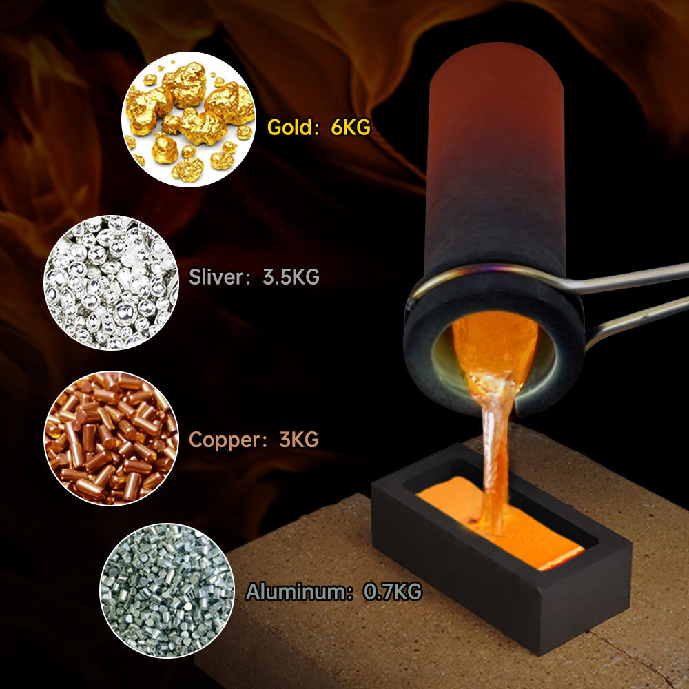 3KG Digital Metal Melting Furnace Jewelry Smelter Kiln Refining Gold Silver 110V