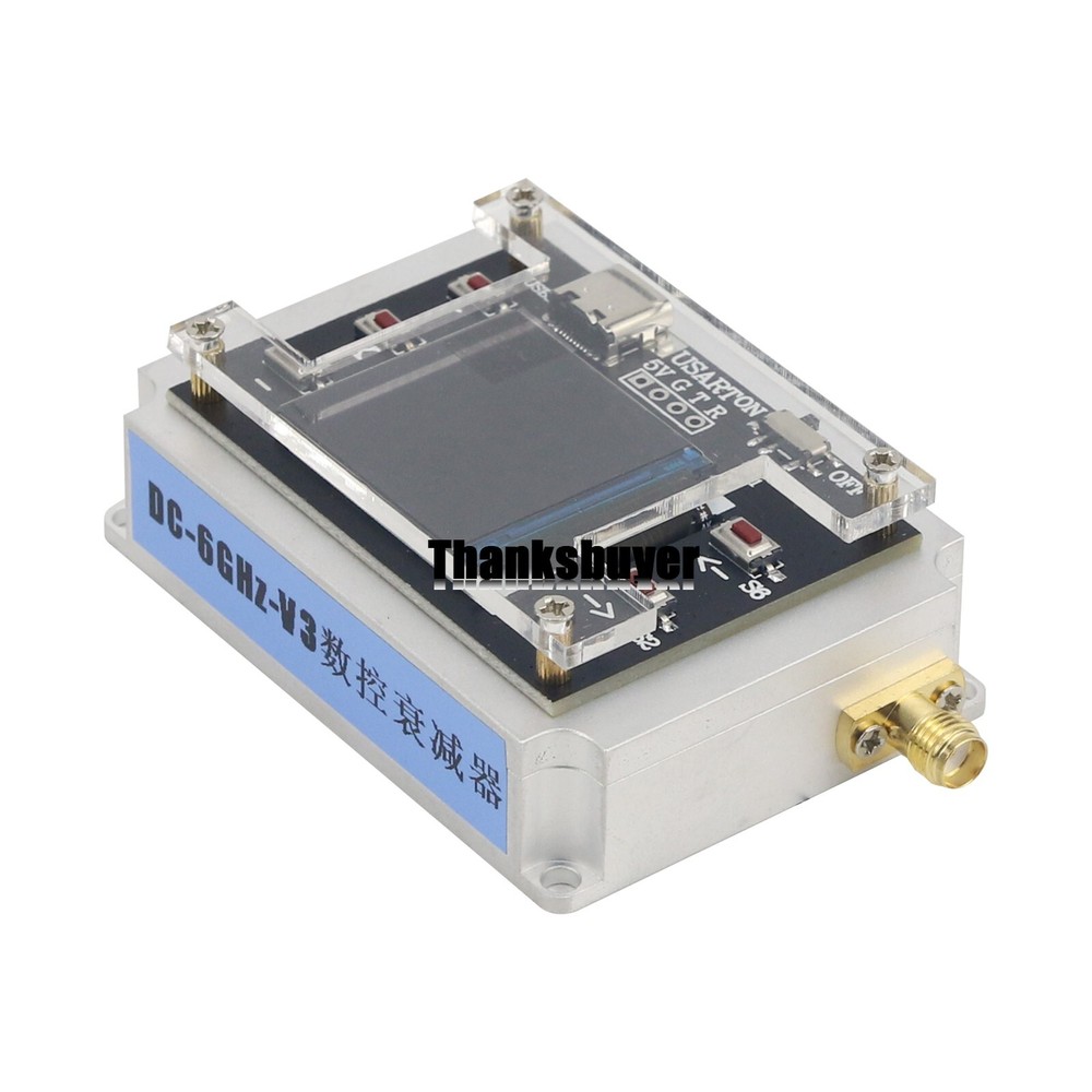 90DB Programmable Attenuator Module RF Attenuator Step 0.25DB 1.3" OLED DC 6GHZ