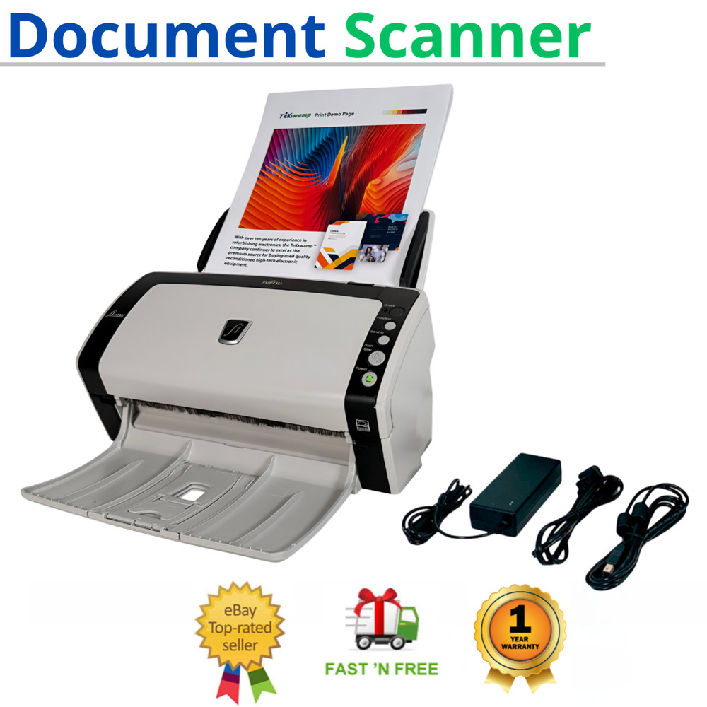 Duplex Document Color Scanner for Business Office Work w/AC Adapter & USB Cable