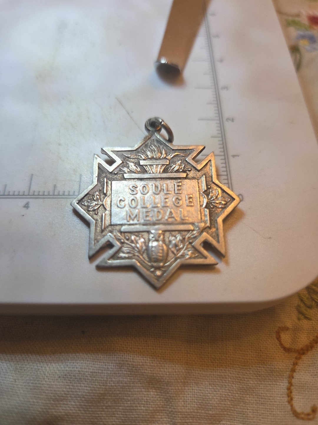 Soule College Medal Silver EARLY 20TH Century From NEW Orleans, USA Owl Torch