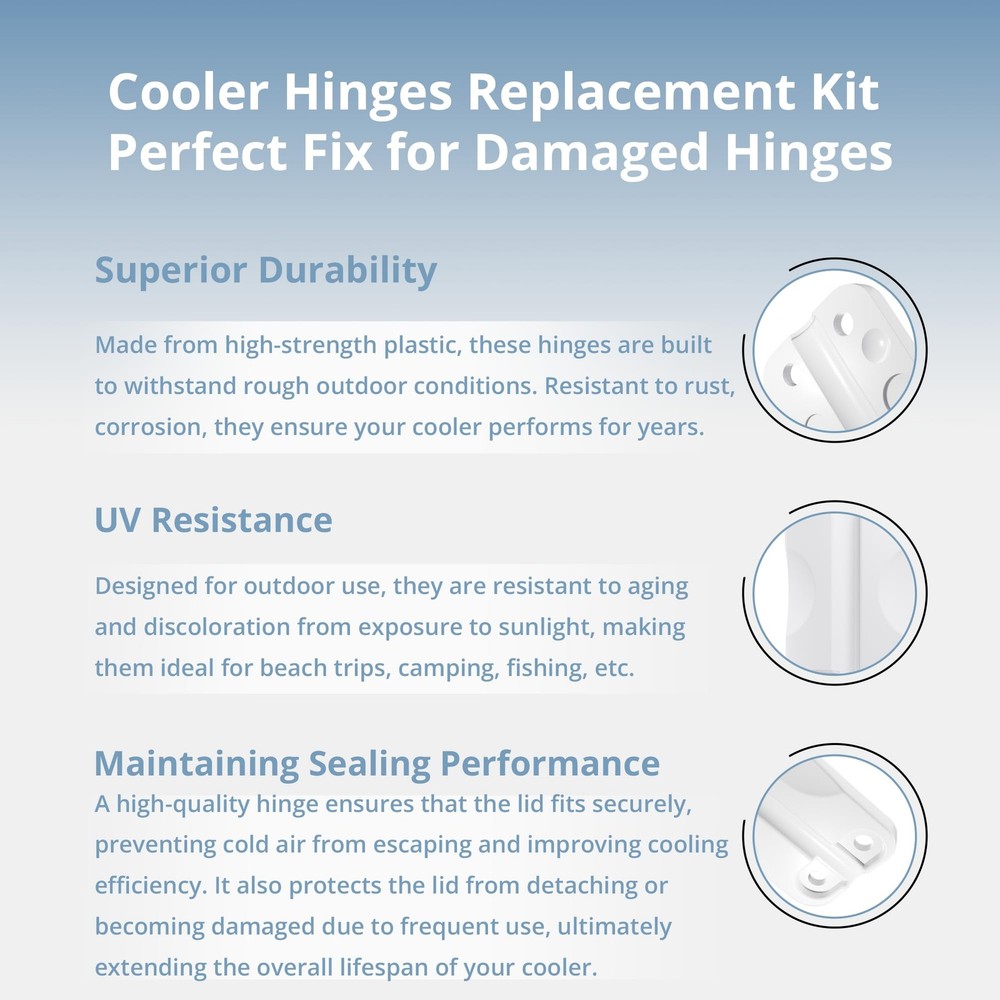 Cooler Hinges for Ice Chests,Compatible with Igloo 25-165 Qt Rectangular-Shap...
