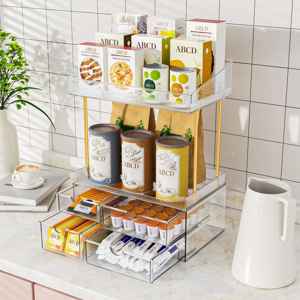 Makeup Organizer Bathroom Storage- 4 Tier 4 Drawer Makeup Storage, Transparen...