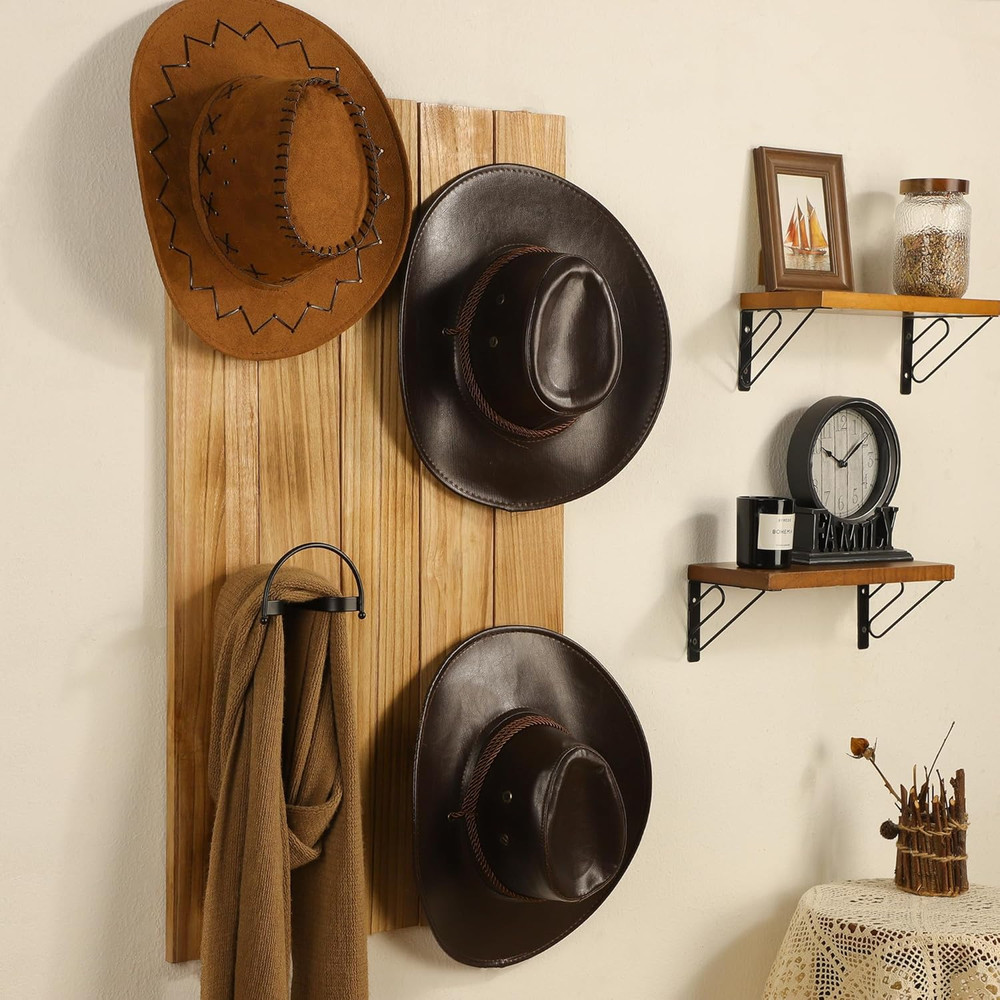 Cowboy Hat Rack 4 Pack Wall Mount Black Hat Hooks for Display