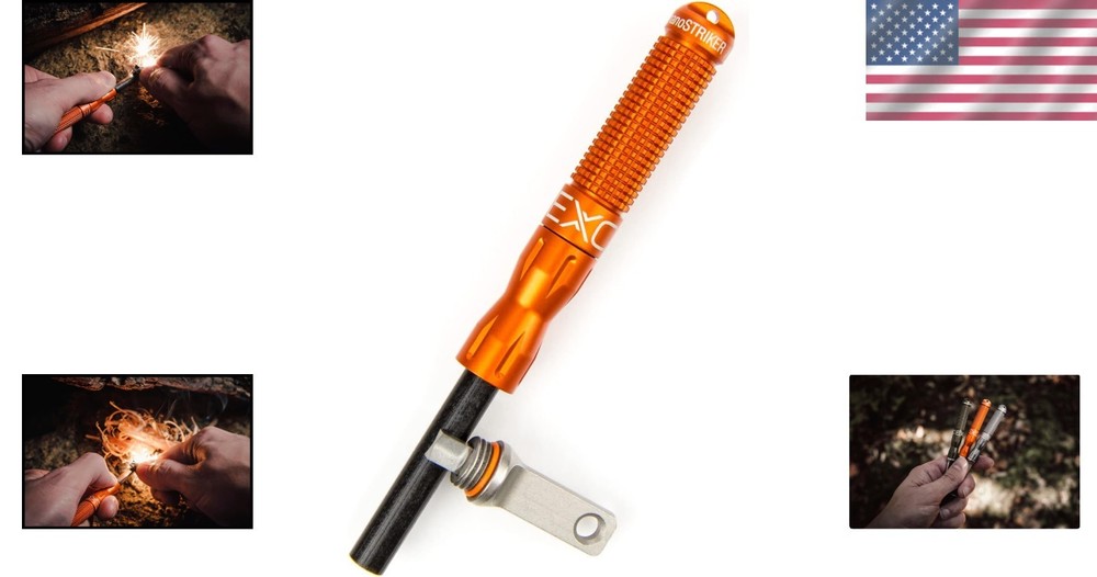Collapsible Fire Starter Tool - Tungsten Carbide Striker