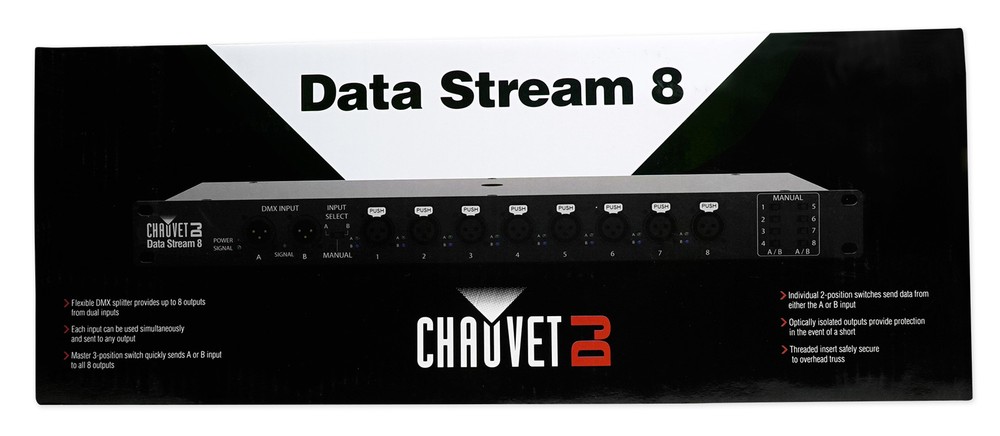Chauvet Data Stream 8 DMX Splitter To Distribute+Boost Signals+DMX Controller