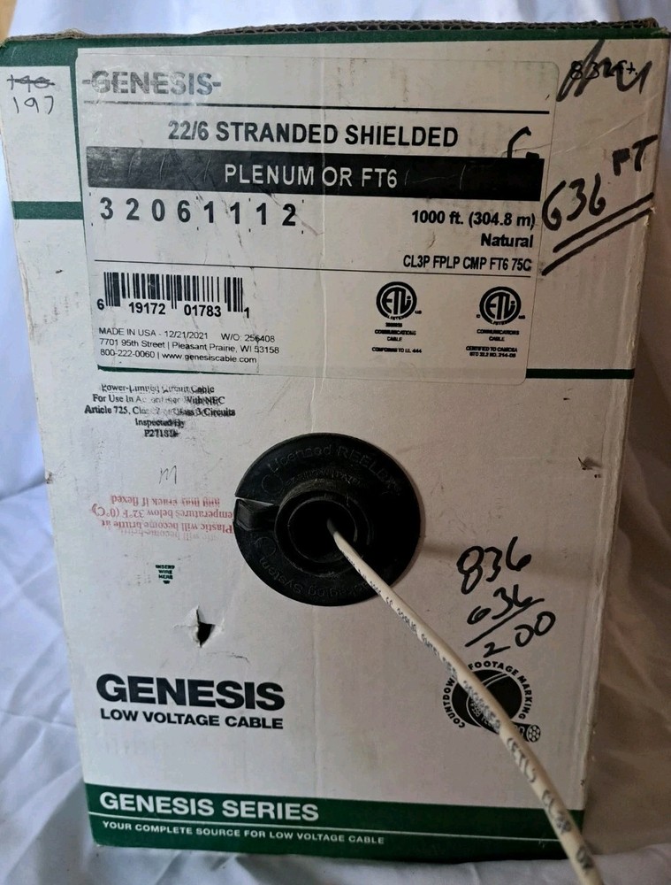 Genesis 32061112 22/6 Stranded Security Cable 90ft Low Voltage -90ft Only-