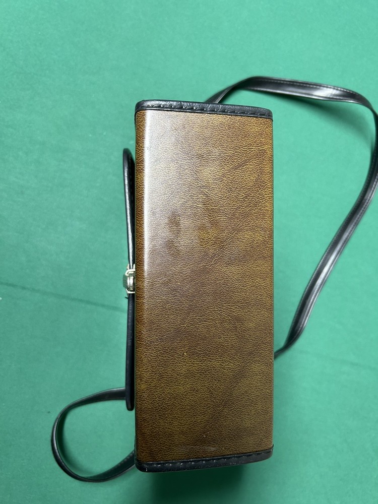 Vintage BUSHNELL Rigid Leather Binoculars Hardcase w/ Push-Button Clasp + Strap
