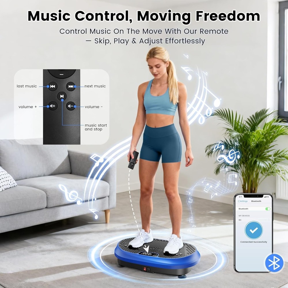 Bluetooth Vibration Plate for Total Body Workout - Lymphatic Drainage & Shaping