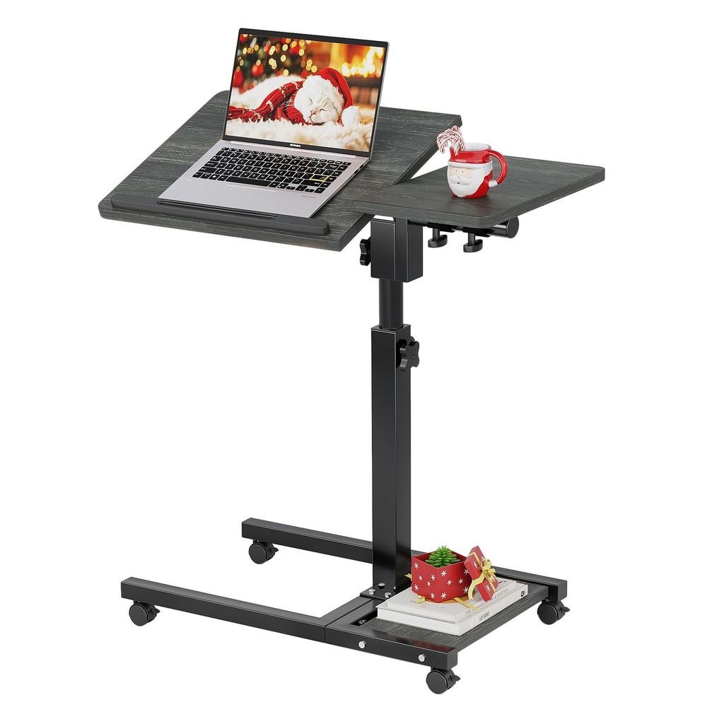 Overbed Table with Wheels Adjustable Height, Mobile Standing Stand Up Rolling...