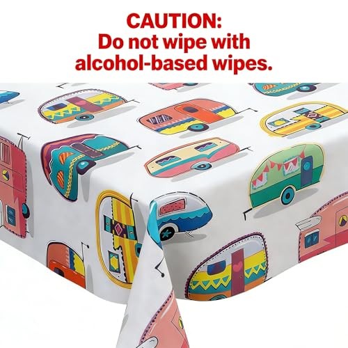 DPLin Camping Tablecloth Waterproof 108" x 54" (Rectangular) Retro Vinyl