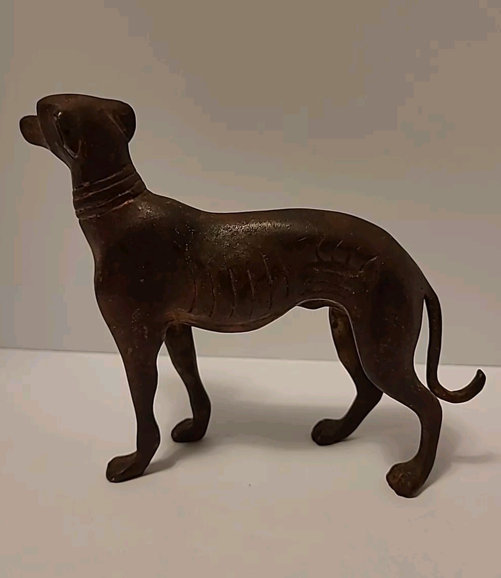 GREYHOUND Dog Figurine/Sculpture 19th C. Bronze 5 1/4" H x 7" L