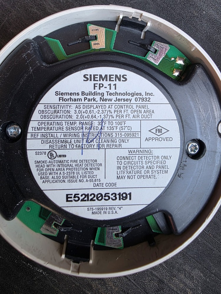 Siemens FP-11 Addressable Smoke Detector Head