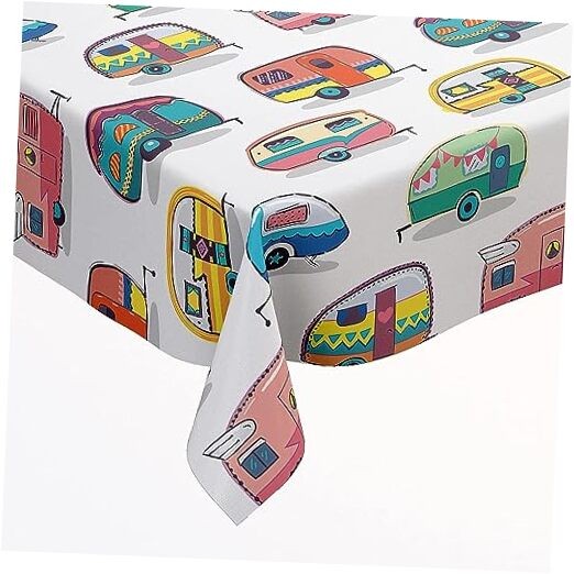DPLin Camping Tablecloth Waterproof 108" x 54" (Rectangular) Retro Vinyl