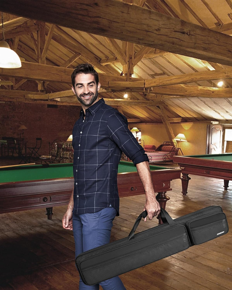 Pool Cue Case Pool Stick Case with Multiple Pockets Holds Soft Padded Bag