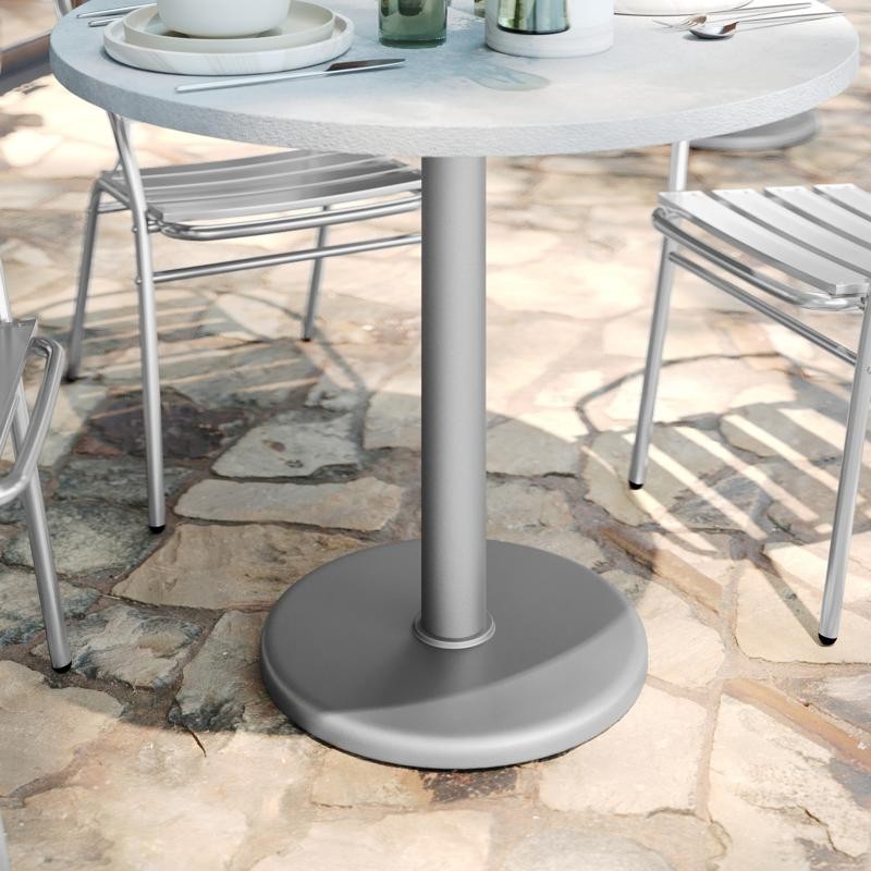 18'' Round Restaurant Table Base with 3'' Dia. Table Height Column in Silver