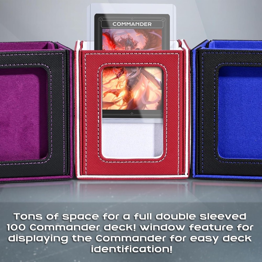 Portable Commander Deck Box - Leather Case for 100 Double-Sleeved Cards