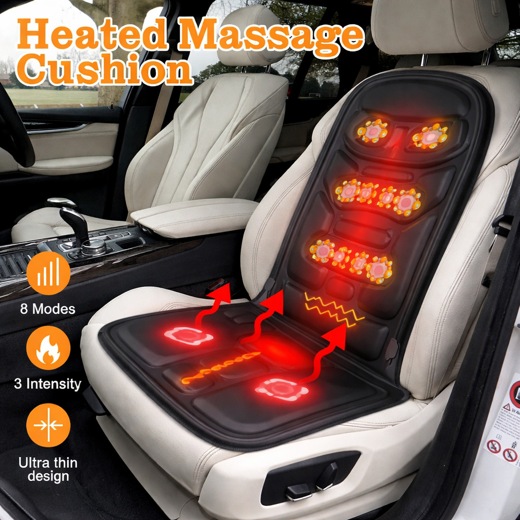Massage Seat Cushion With Heated Back Neck Body Massager Chair For Home Office