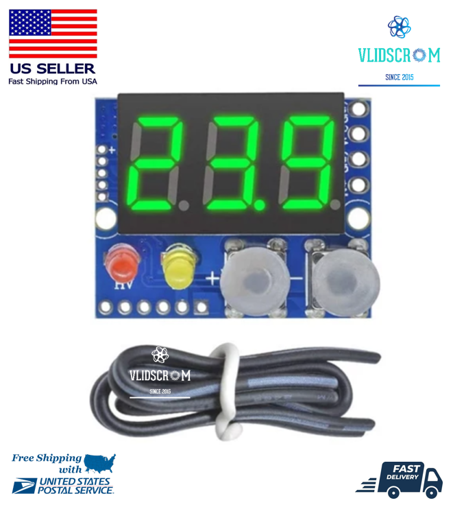 DC 0-99.9V LED Panel Voltmeter Buzzer Alarm Indicator Level Charge Battery