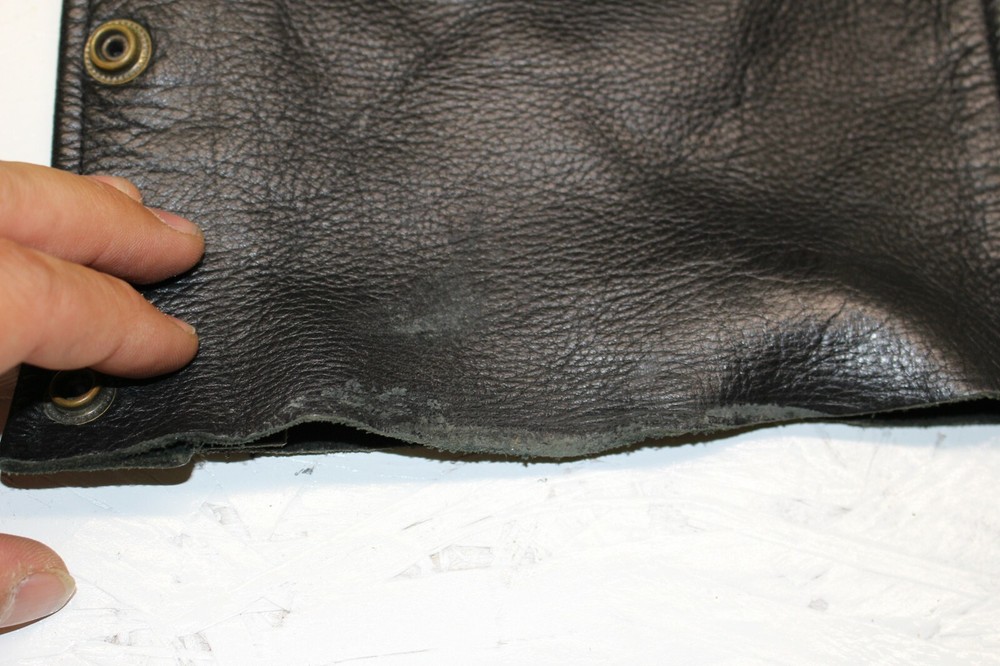 Xpert Leather Motorcycle Chaps Zip Sides, BUTTON BOTTOM -- MEDIUM