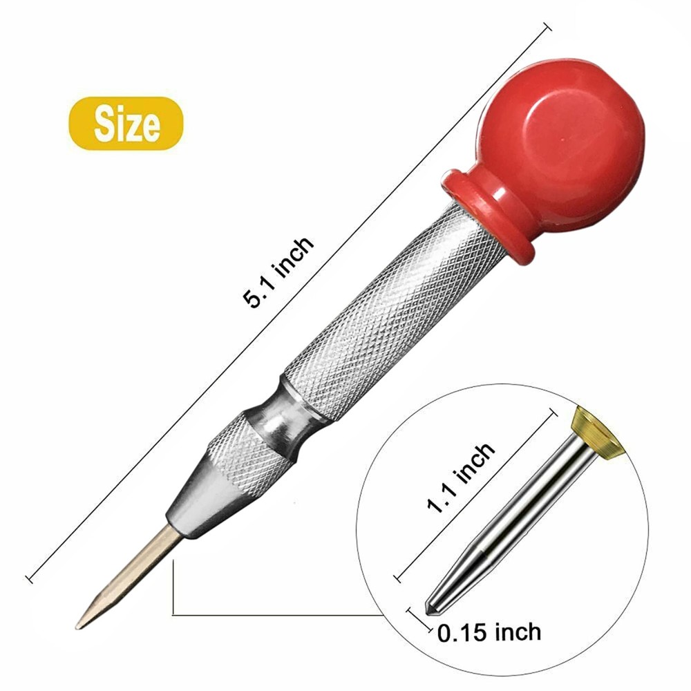 2PCS Automatic Center Punch Strikes Surface Hammer Spring Loaded Window Breaker