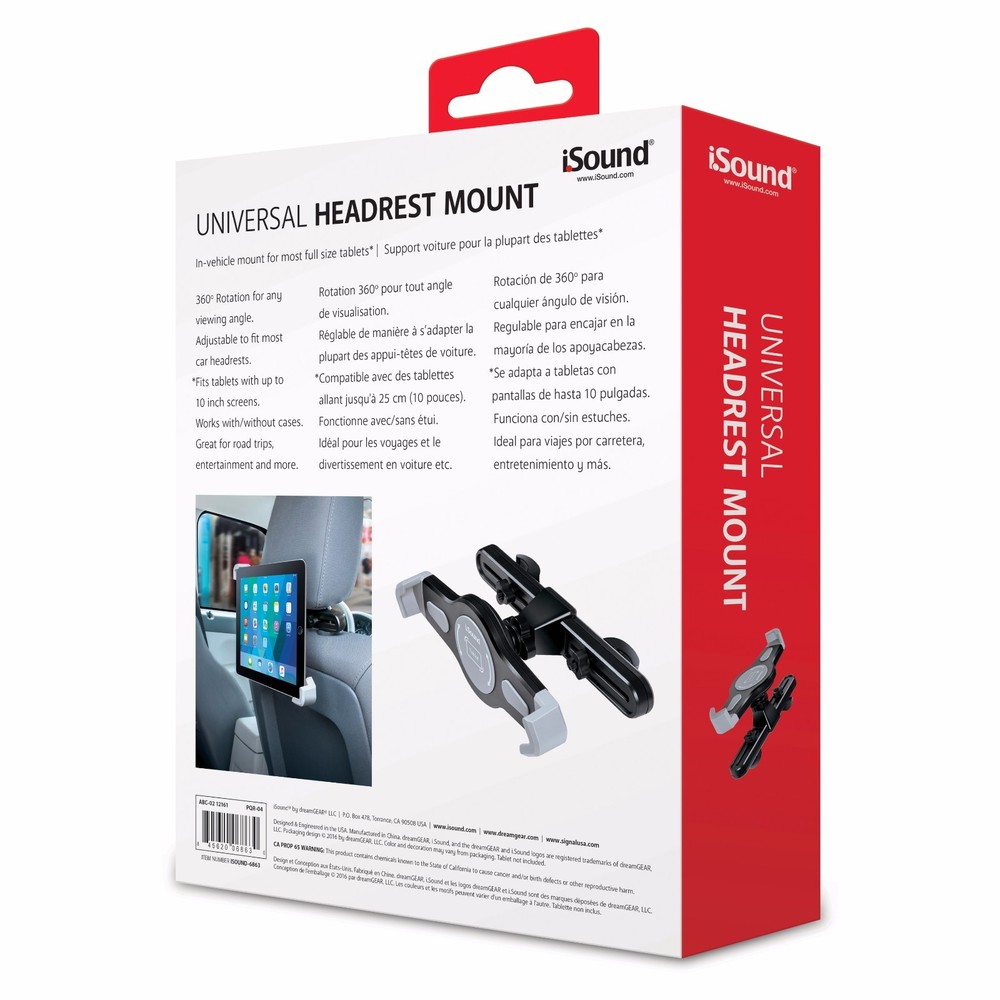 iSound Universal Headrest Mount for iPad Android Samsung All Tablets up to 10"