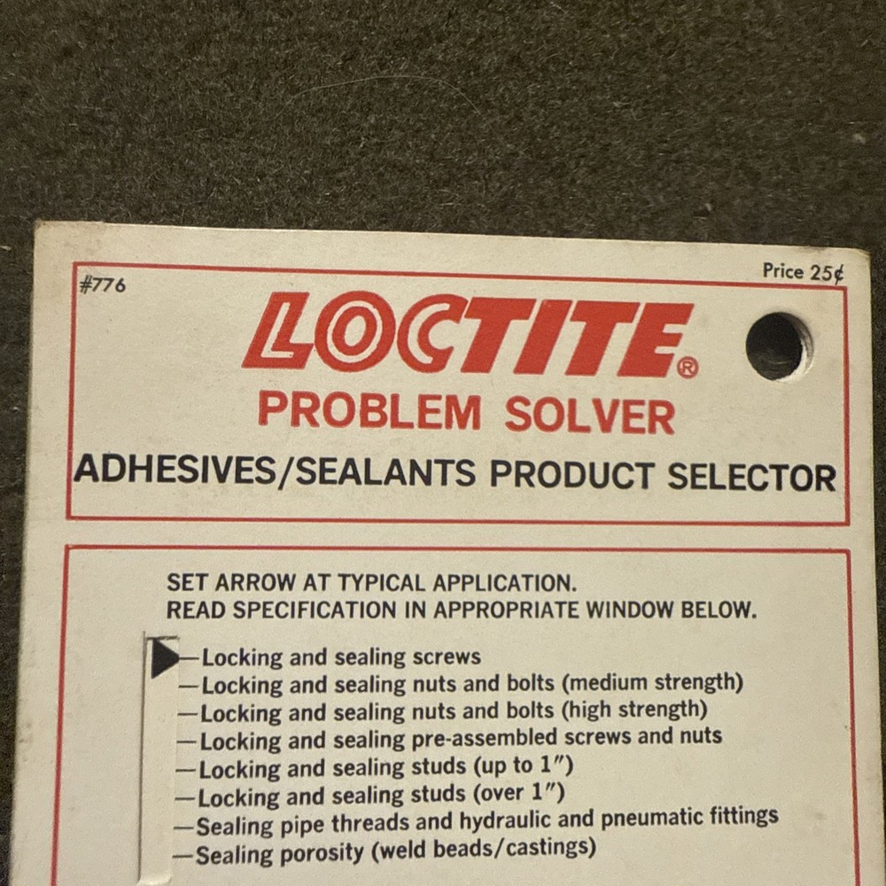 Vintage LOCTITE Adhesive Problem Solver Slide Rule Selector USA 🇺🇸 Excellent