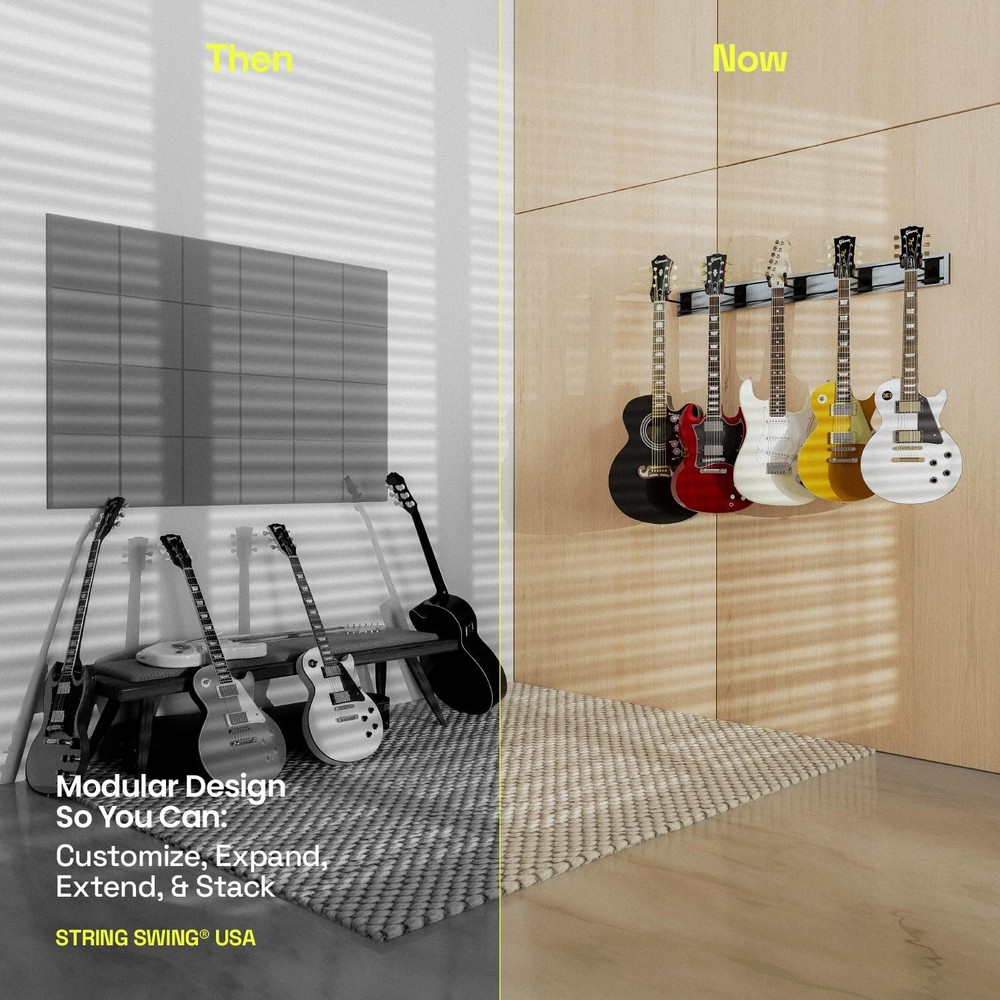 String Swing Guitar Wall Rack, Multiple Guitar Wall Mount, Guitar Organizer...