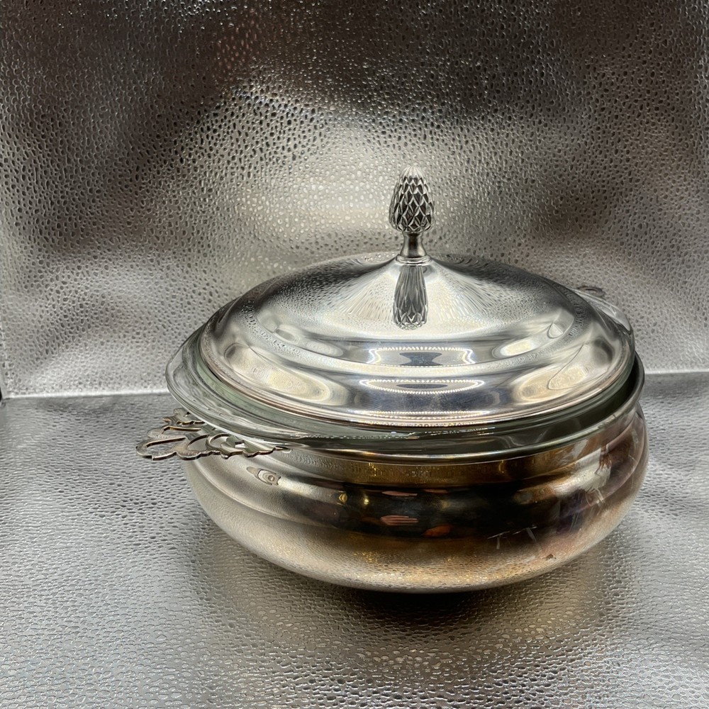 Vintage Reed & Barton Silver-Plated Covered Casserole with Pyrex Insert