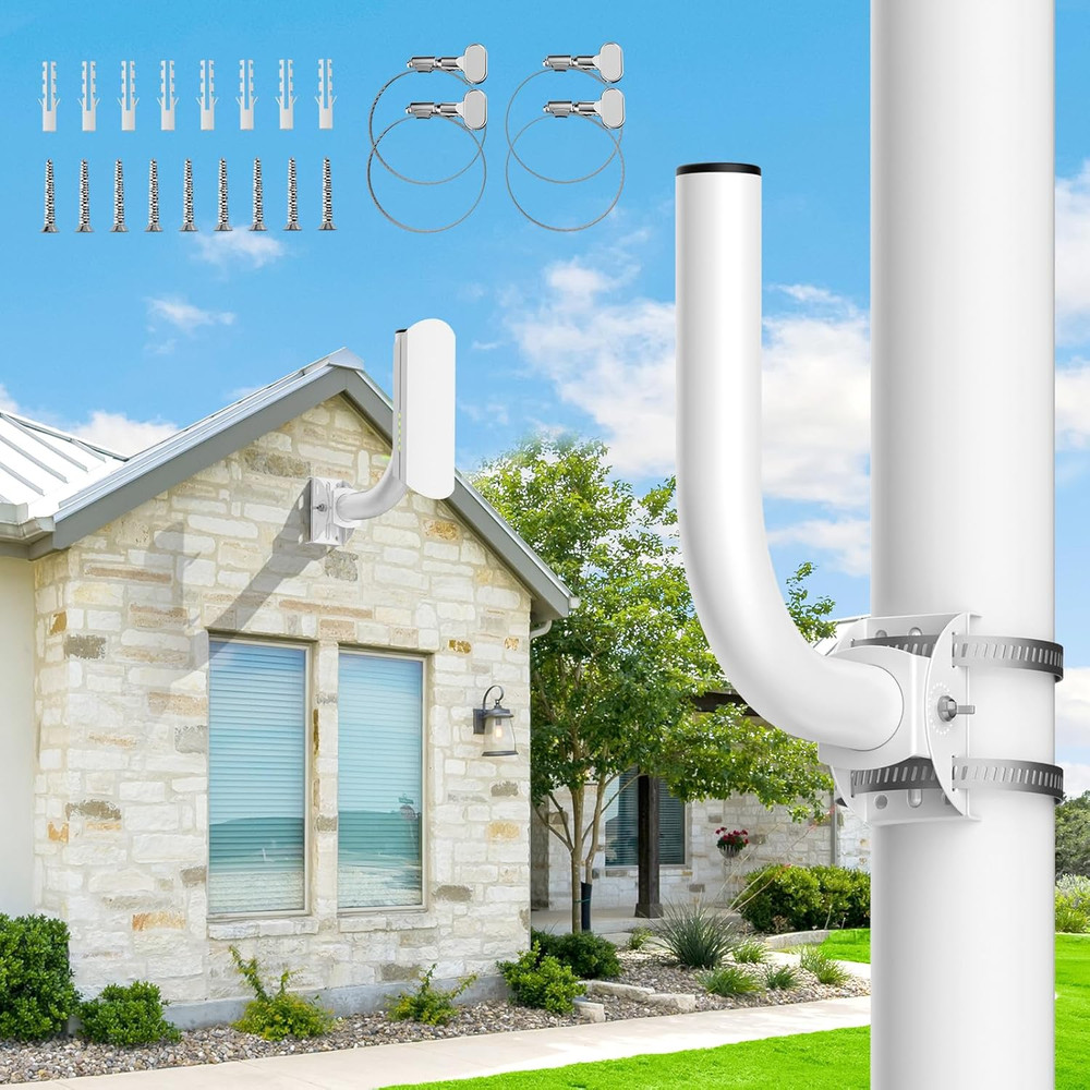 Universal J Pole Mount Bracket 2 Pack 180° Adjustable Antenna Wall Mount