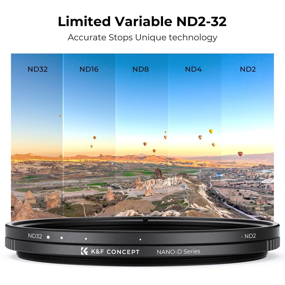 67mm Variable ND2-32 ND Lens Filter 1-5 Stops Waterproof Adjustable Neutral D...