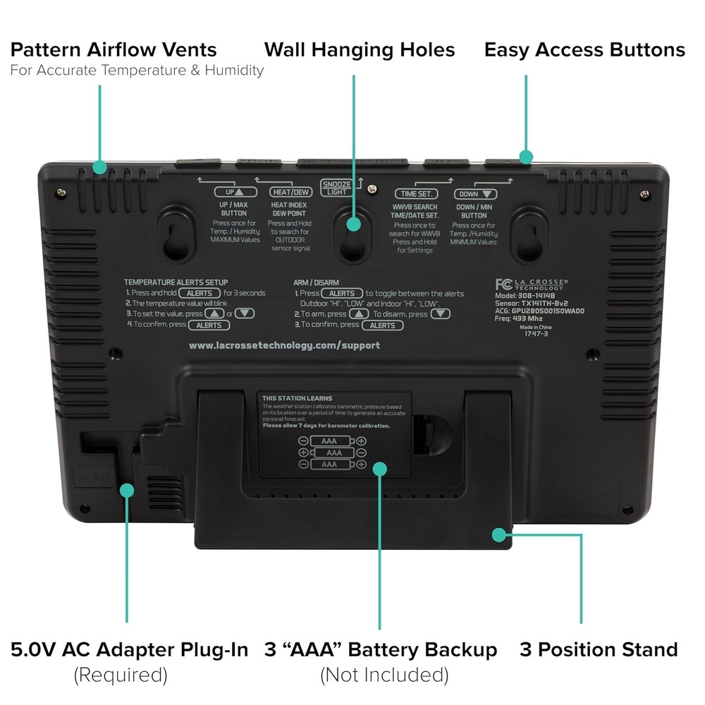 Advanced Wireless Weather Station: Full Color LCD, Atomic Time, 300ft Range