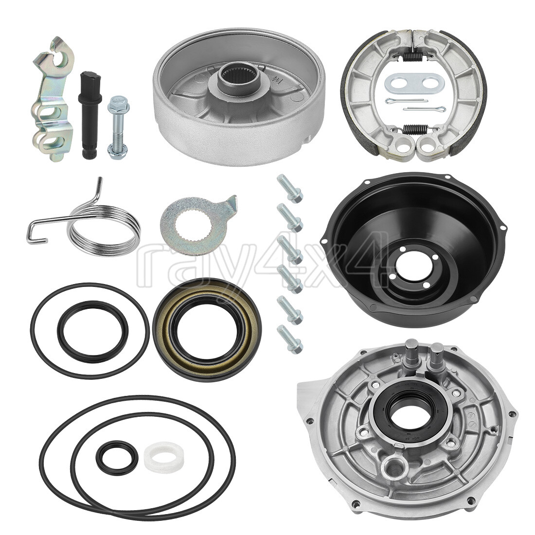 Rear Brake Drum Hub Plate Cover Seals Kit for Honda Rancher 420 TRX420FE/FM 4x4